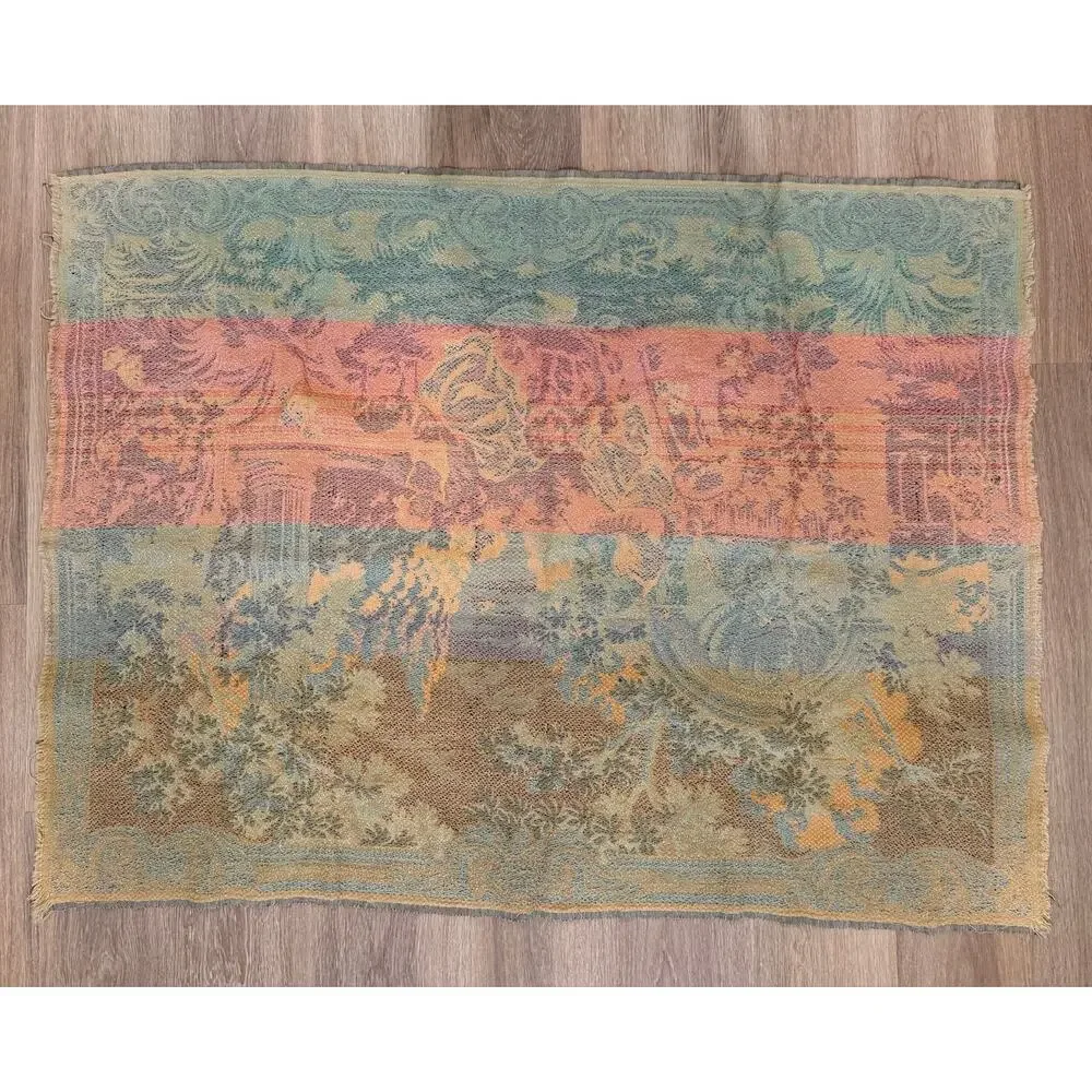 Large French/Belgian Jacquard Woven Pastoral Wall Tapestry 66” x 49”